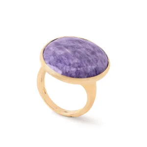 18K Gold Lunaria Charoite Cocktail Ring