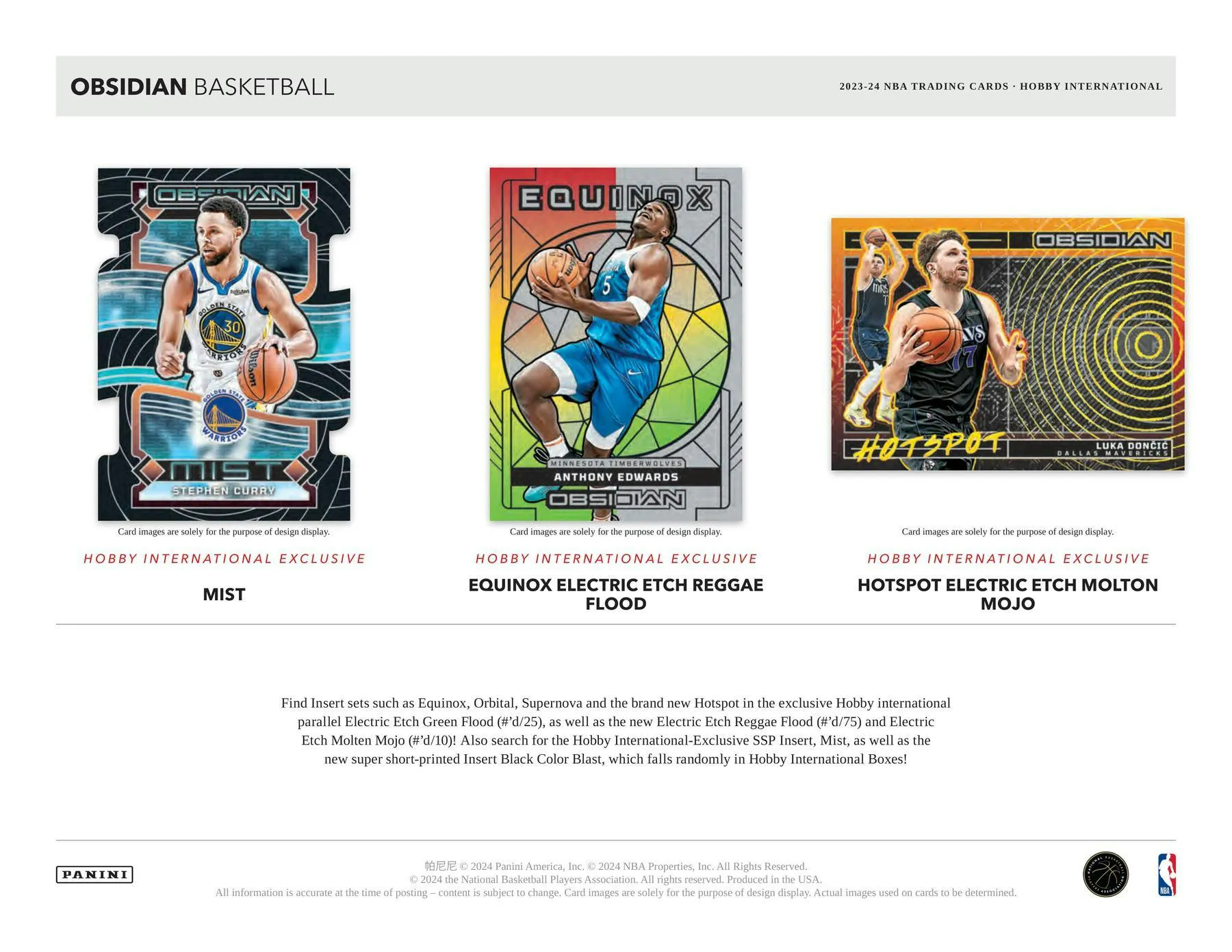 2023-24 Panini Obsidian Basketball International Hobby Box