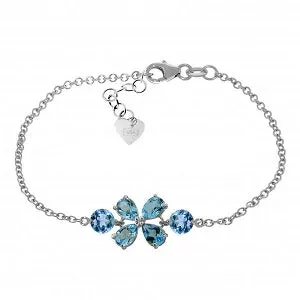 3.15 Carat 14K Solid White Gold Bracelet Natural Blue Topaz