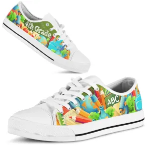 4Th Grade Abc 3D Low Top Shoes, Teacher Shoes, Low Top Sneakers