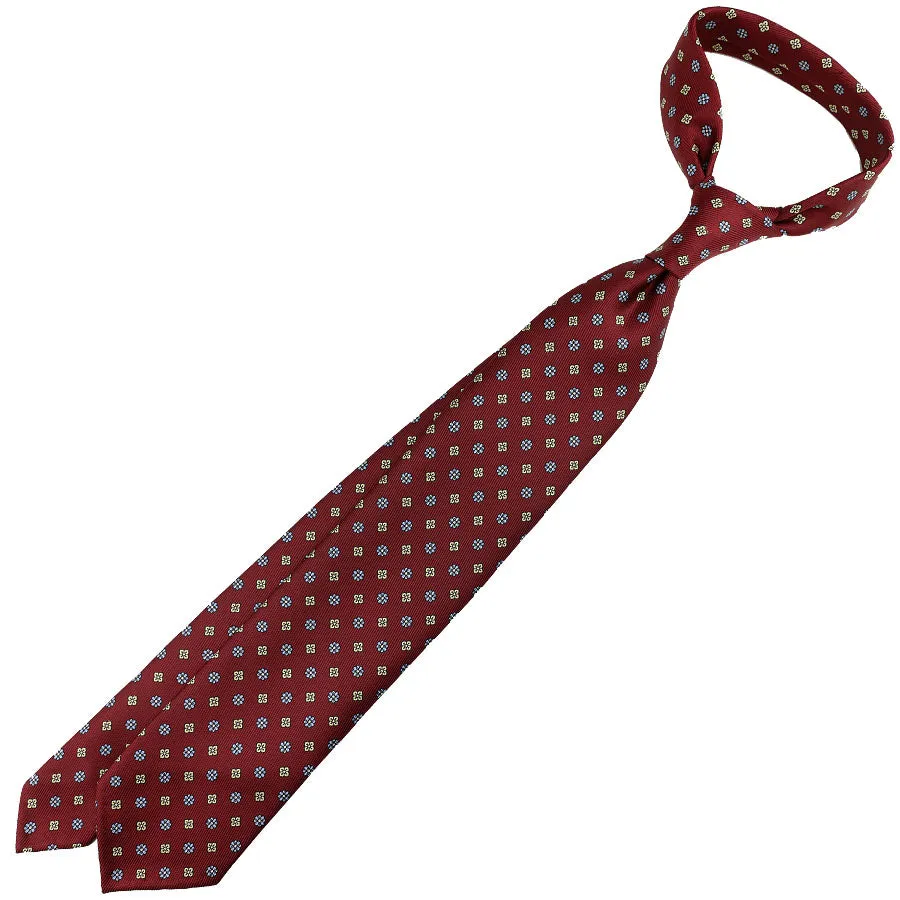 50oz Floral Printed Silk Tie - Burgundy - Hand-Rolled