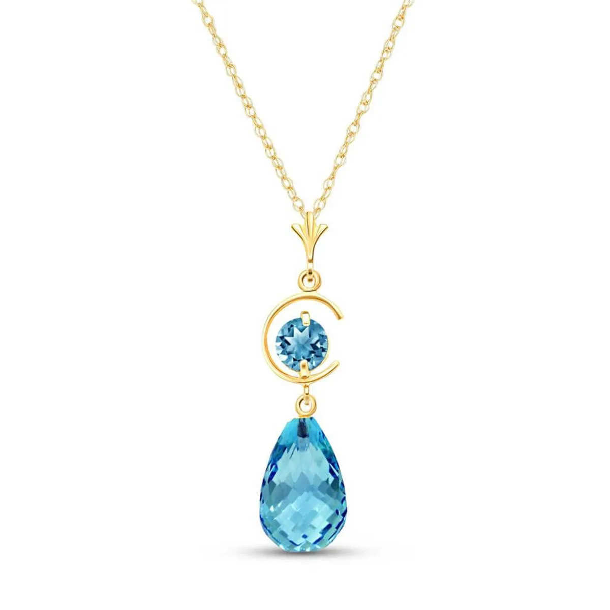 5.5 Carat 14K Solid Yellow Gold Awakenings Blue Topaz Necklace