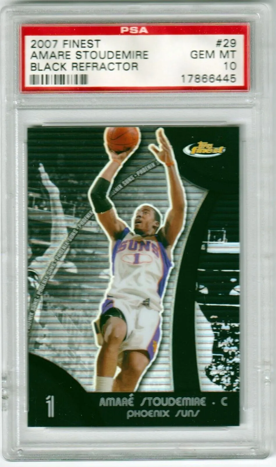 AMARE STOUDEMIRE 2007-08 Finest Black Refractor #/75 PSA 10 GEM MINT SUNS POP 1