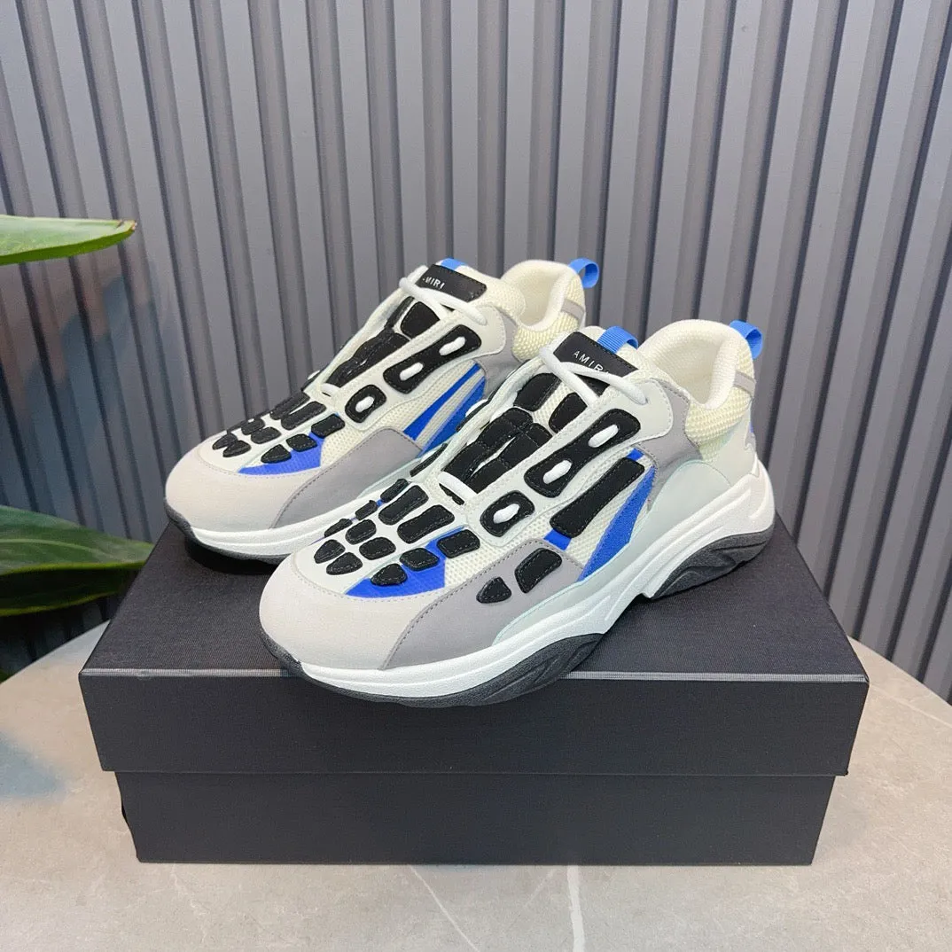 AMR Black, Blue & White Bone Runner Sneakers -062