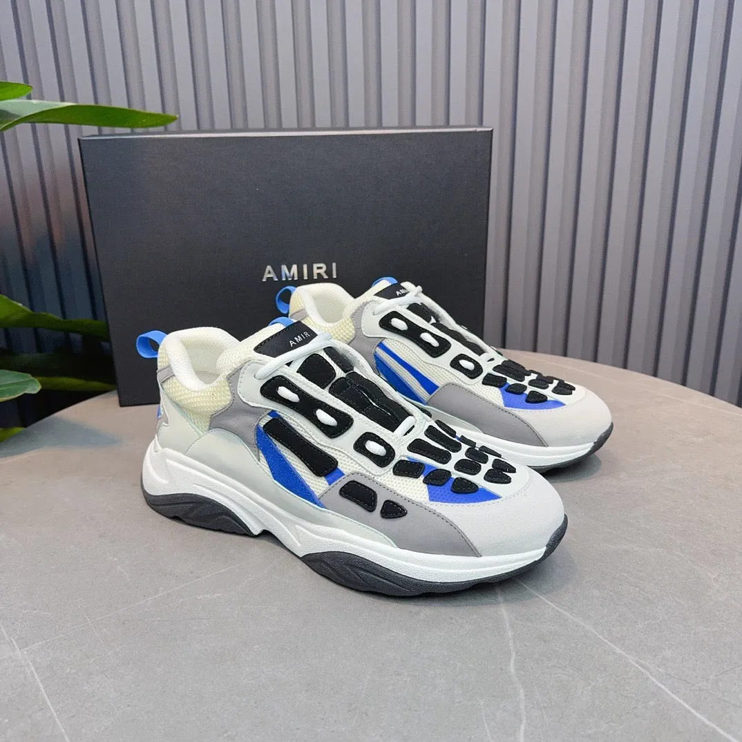 AMR Black, Blue & White Bone Runner Sneakers -062