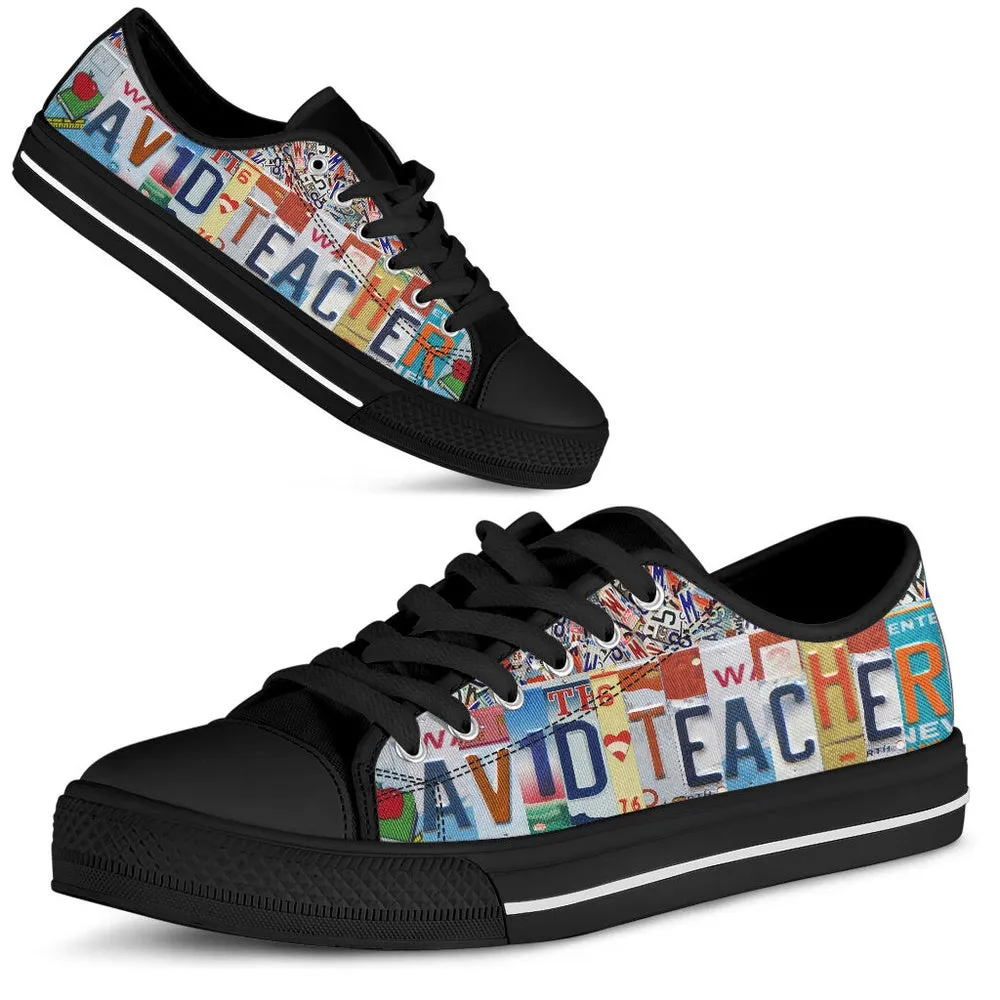 Avid Teacher License Plates Low Top Shoes, Teacher Shoes, Low Top Sneakers