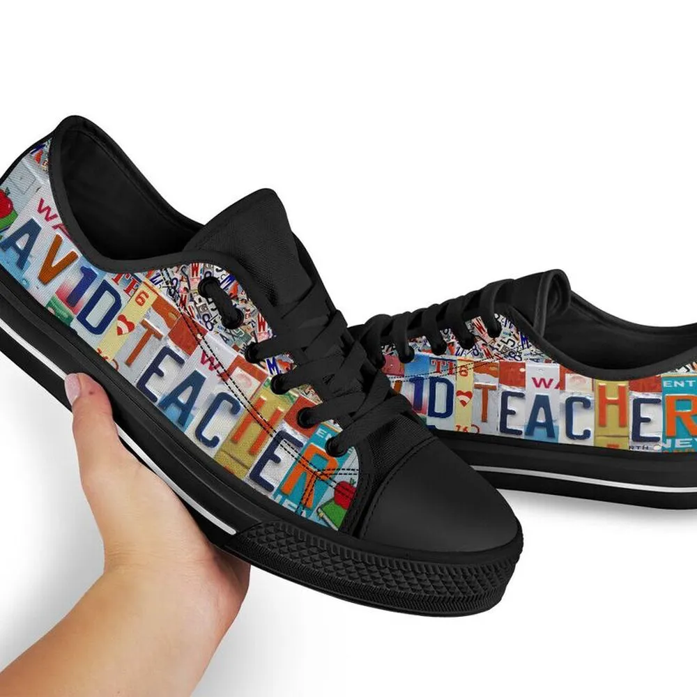 Avid Teacher License Plates Low Top Shoes, Teacher Shoes, Low Top Sneakers