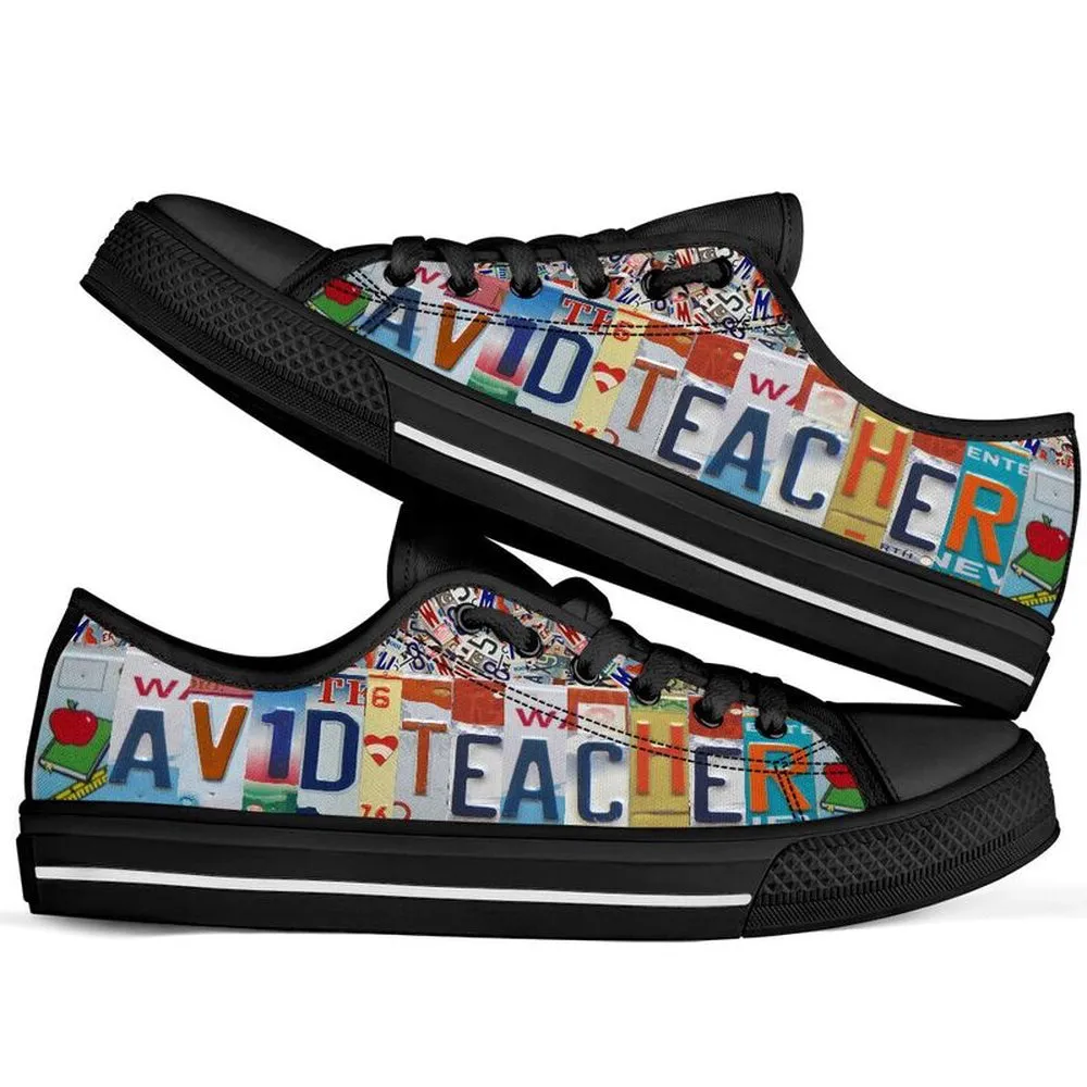 Avid Teacher License Plates Low Top Shoes, Teacher Shoes, Low Top Sneakers