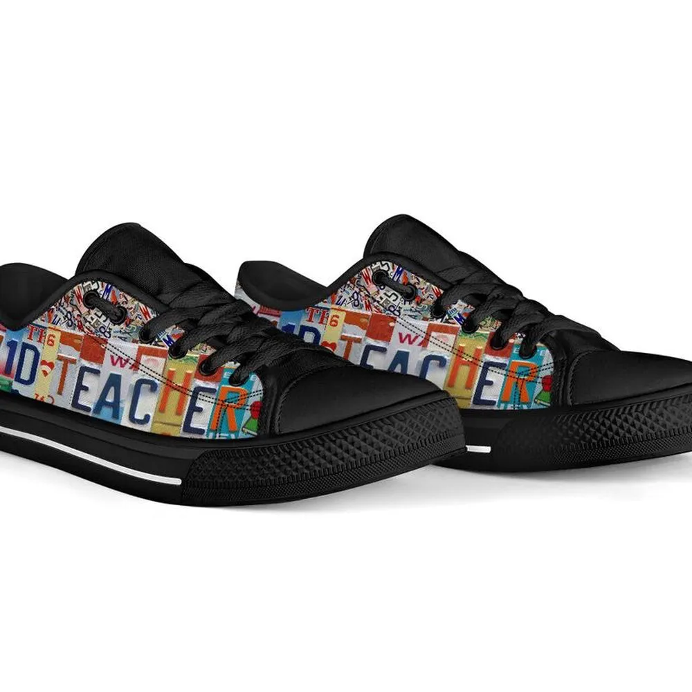 Avid Teacher License Plates Low Top Shoes, Teacher Shoes, Low Top Sneakers