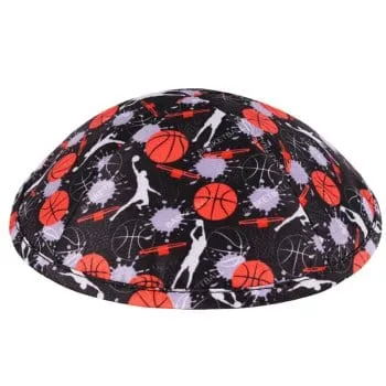 Basketball Design Kippot with Optional Personalization