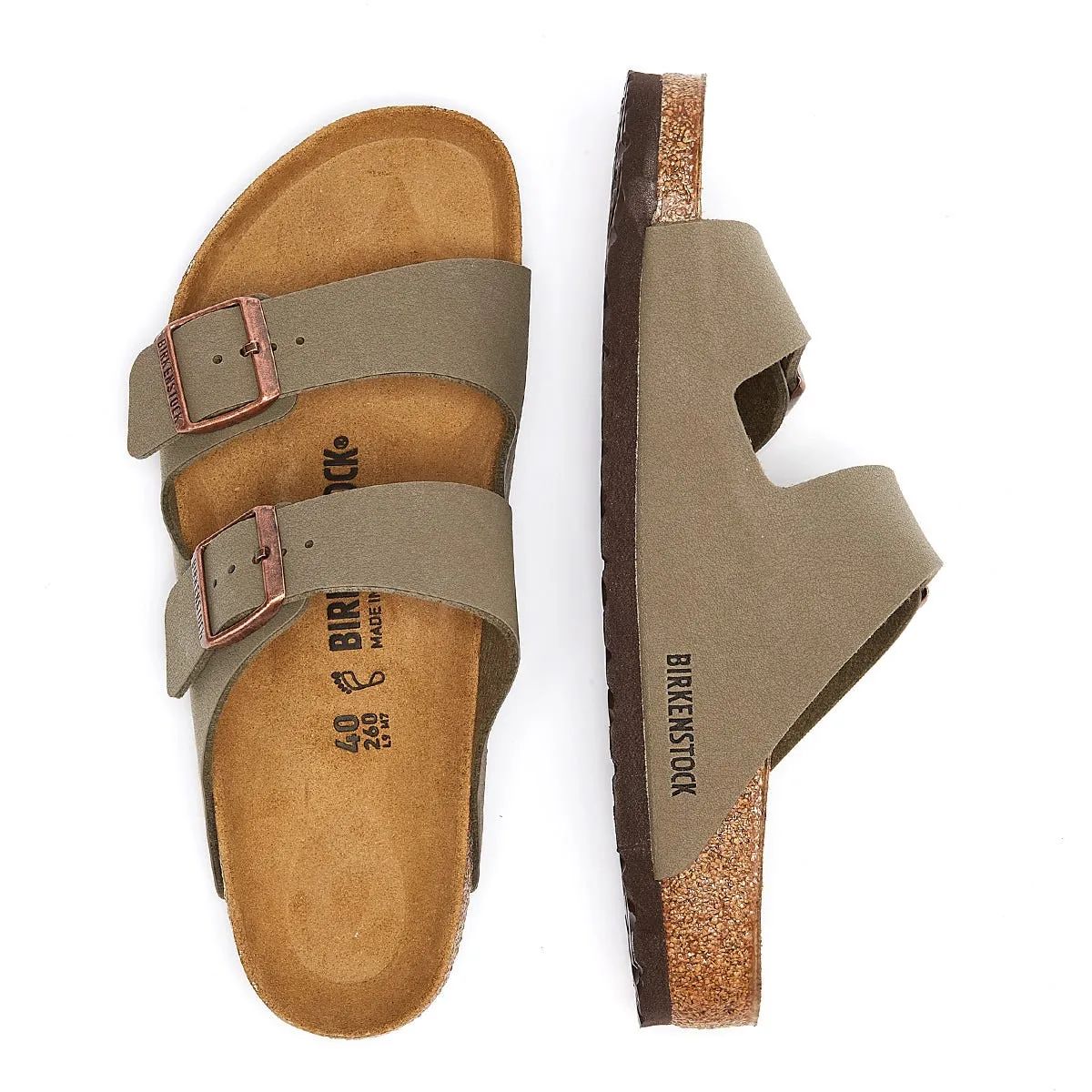 Birkenstock Arizona Birko Flor Nubuck Stone Sandals