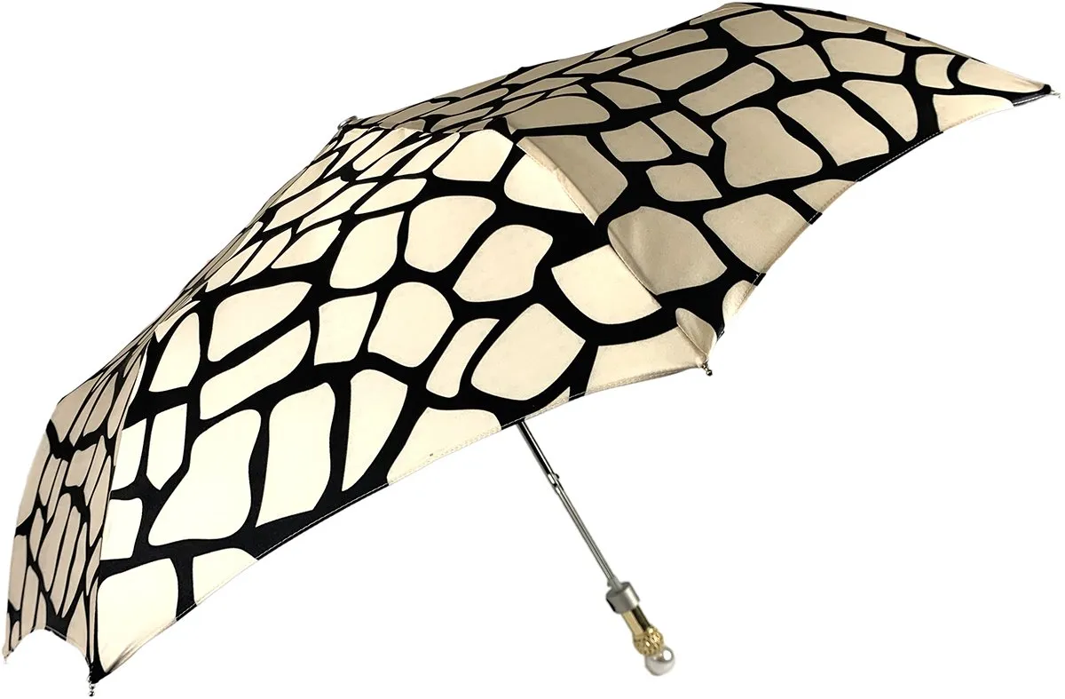 Black & Cream Folding Umbrella