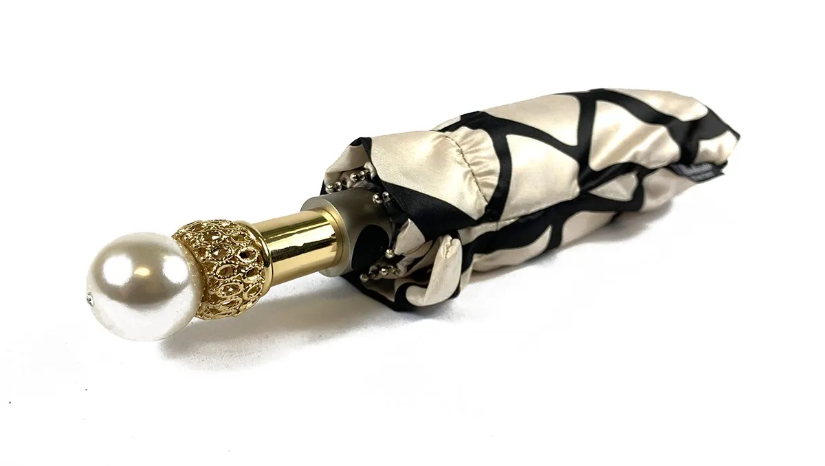 Black & Cream Folding Umbrella