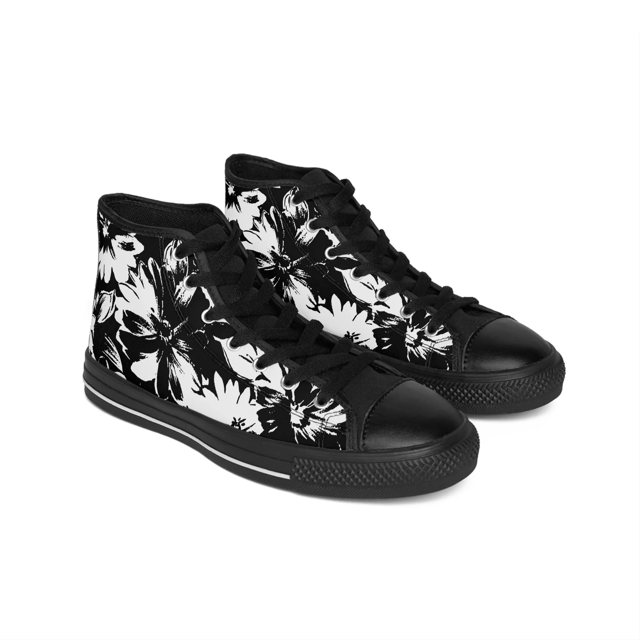 Black Flowers Men's Classic Sneakers