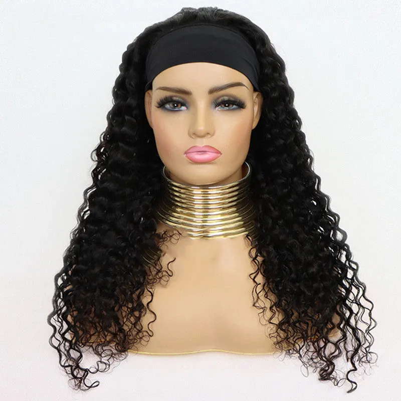 Brazilian Water Wave Headband Human Hair Wigs