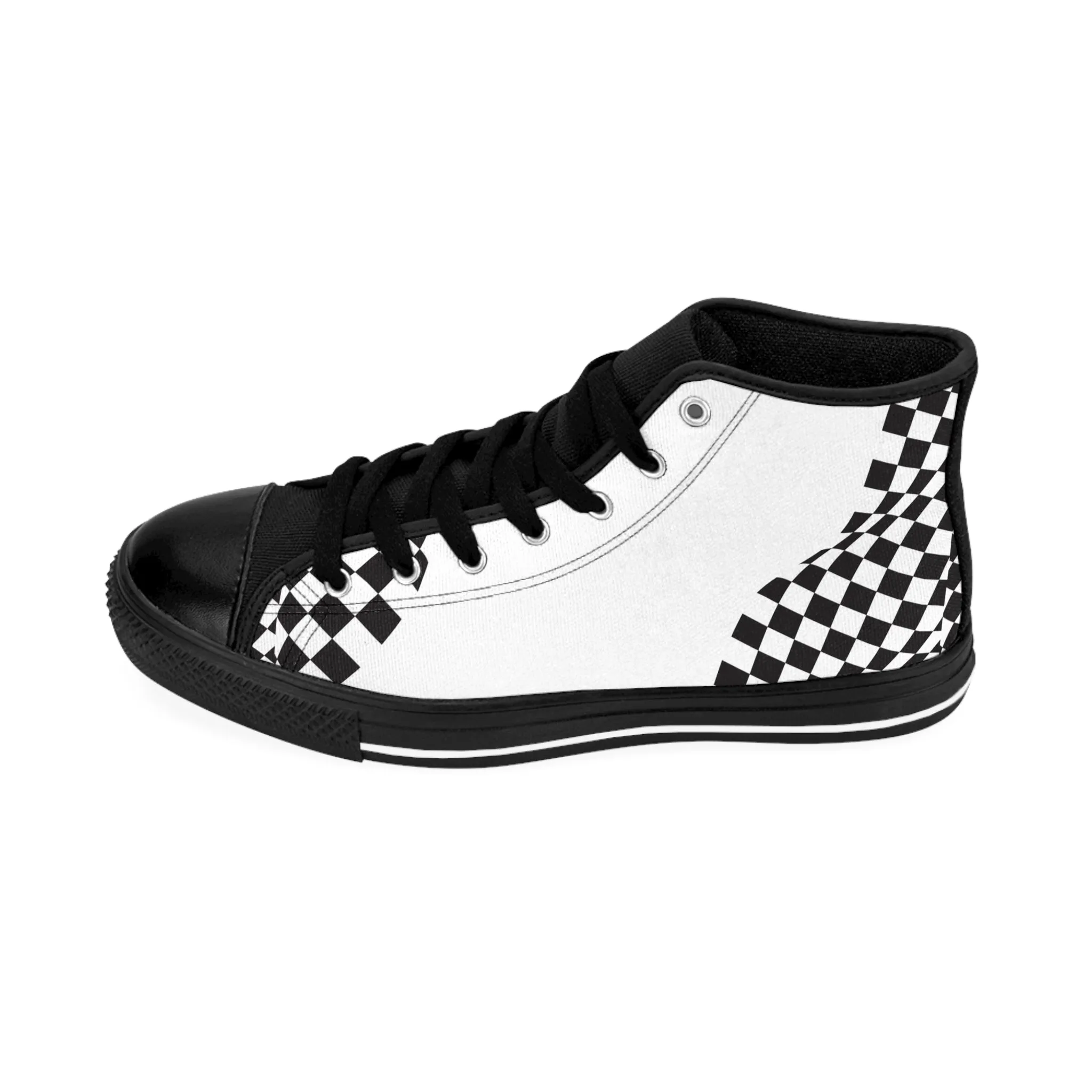 Checkered Flag Waving Men's Classic Sneakers