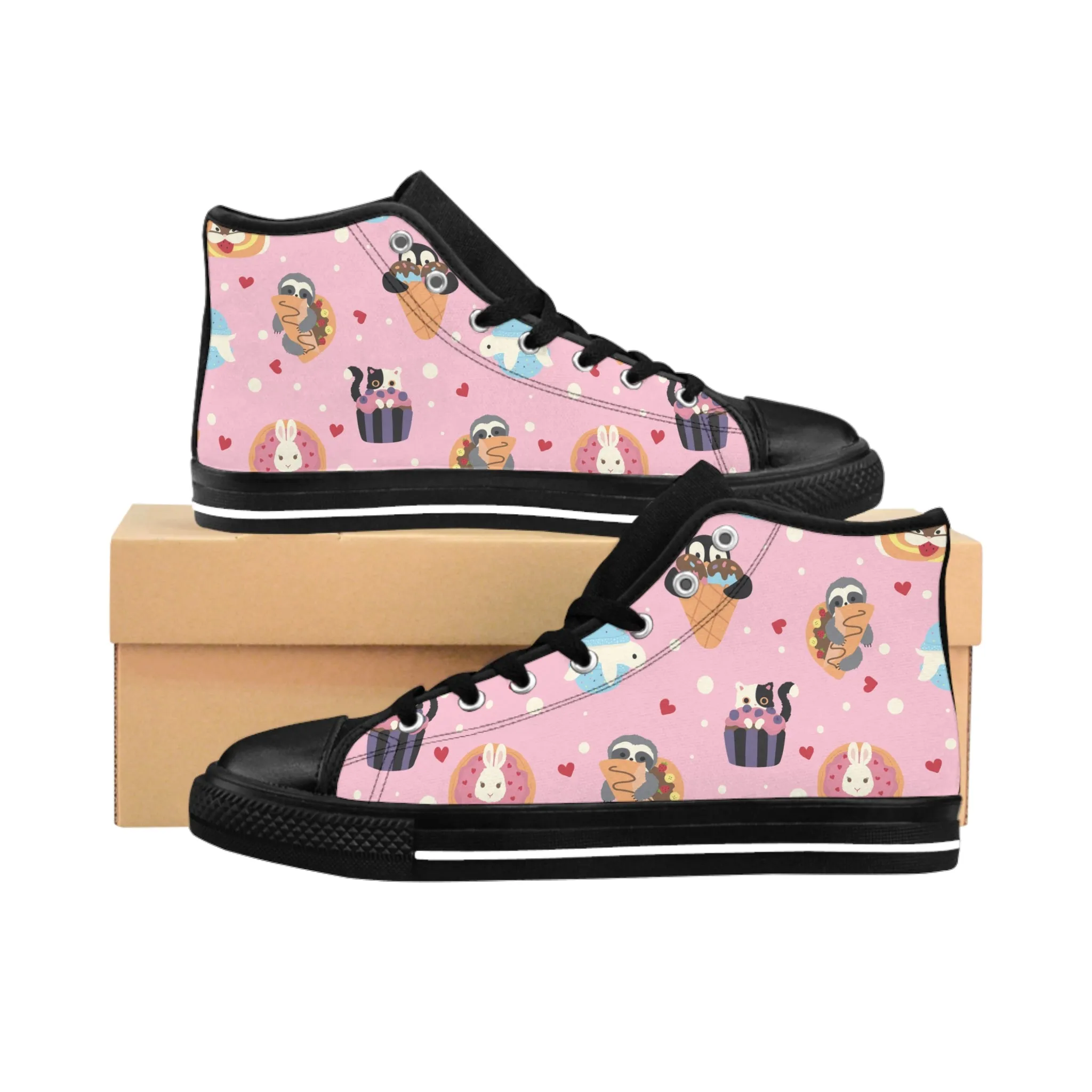 Colorful Animal Cupcakes Women's Classic Sneakers