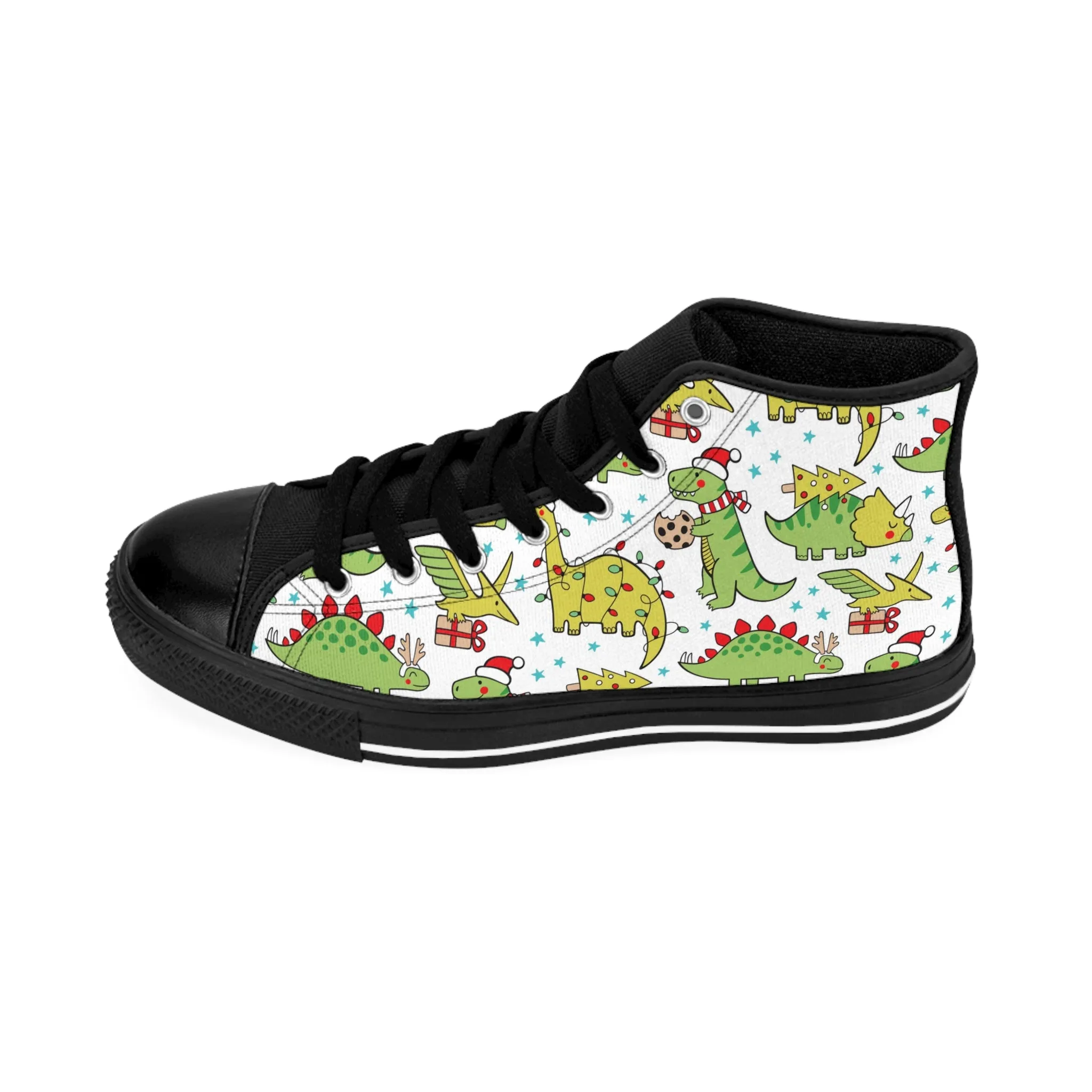 Colorful Christmas Dinosaurs Women's Classic Sneakers