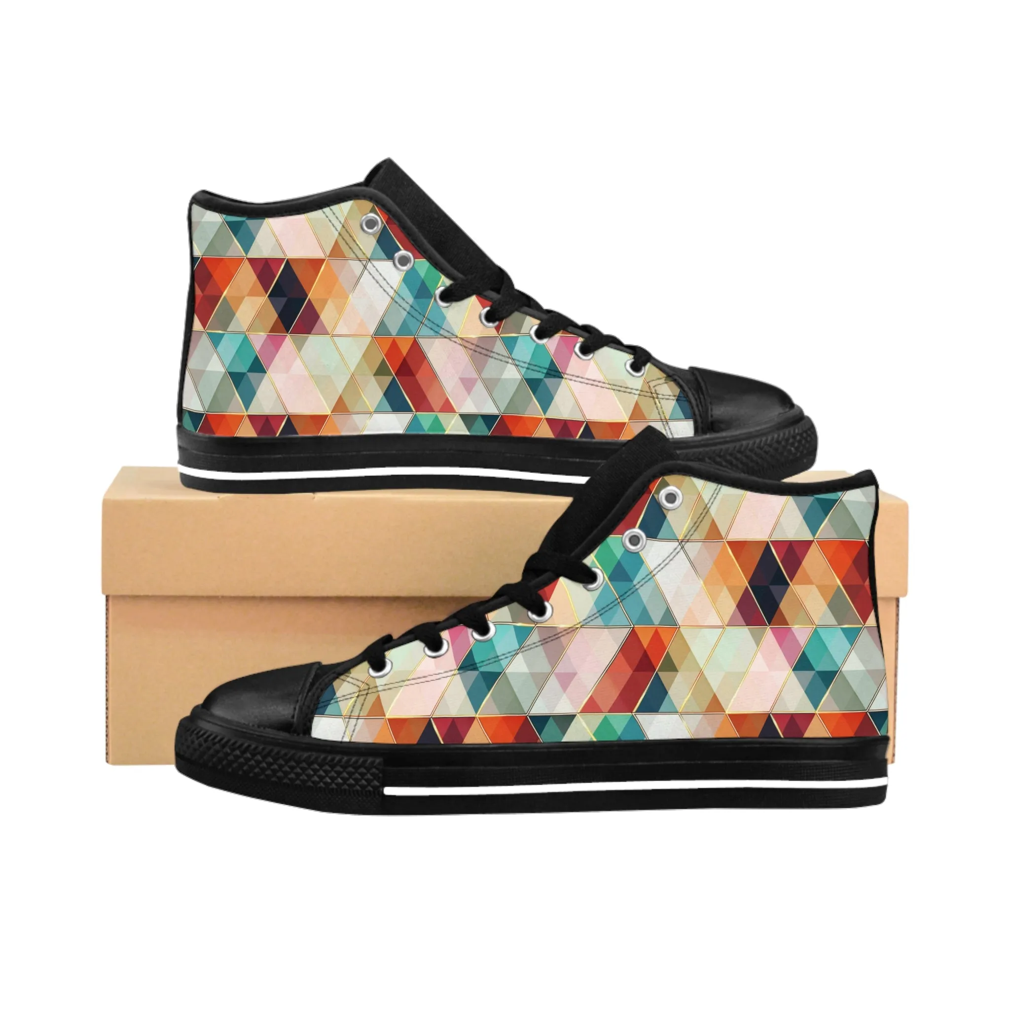 Colorful Mosiac Pattern Women's Classic Sneakers