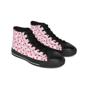 Colorful Red Hearts Pattern Women's Classic Sneakers