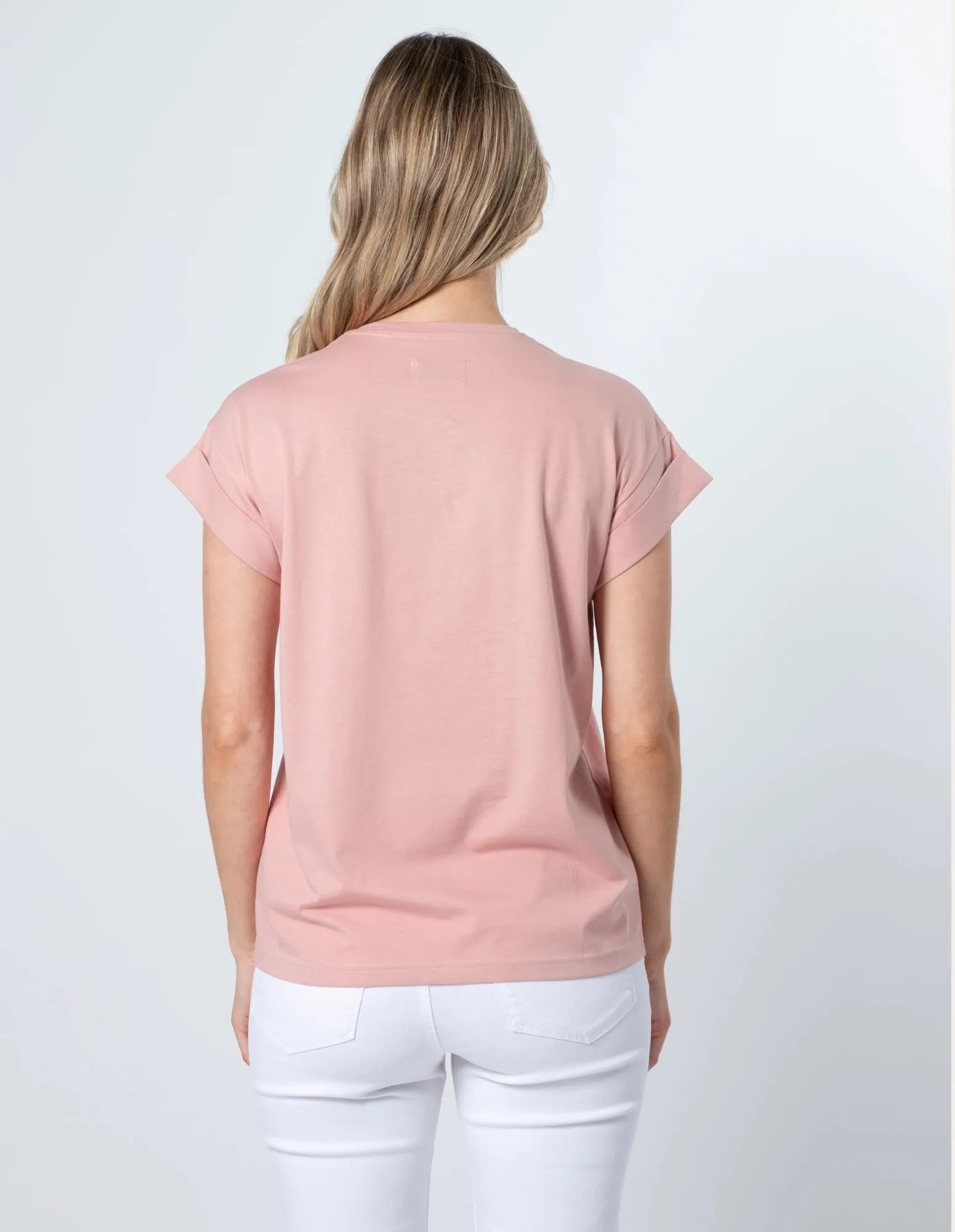 Cuffed Sleeve T-Shirt - Rose - Stella   Gemma