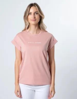 Cuffed Sleeve T-Shirt - Rose - Stella   Gemma