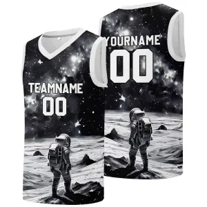 Custom basketball jersey for men and women. Stitched and printed name, number and logo Black&White