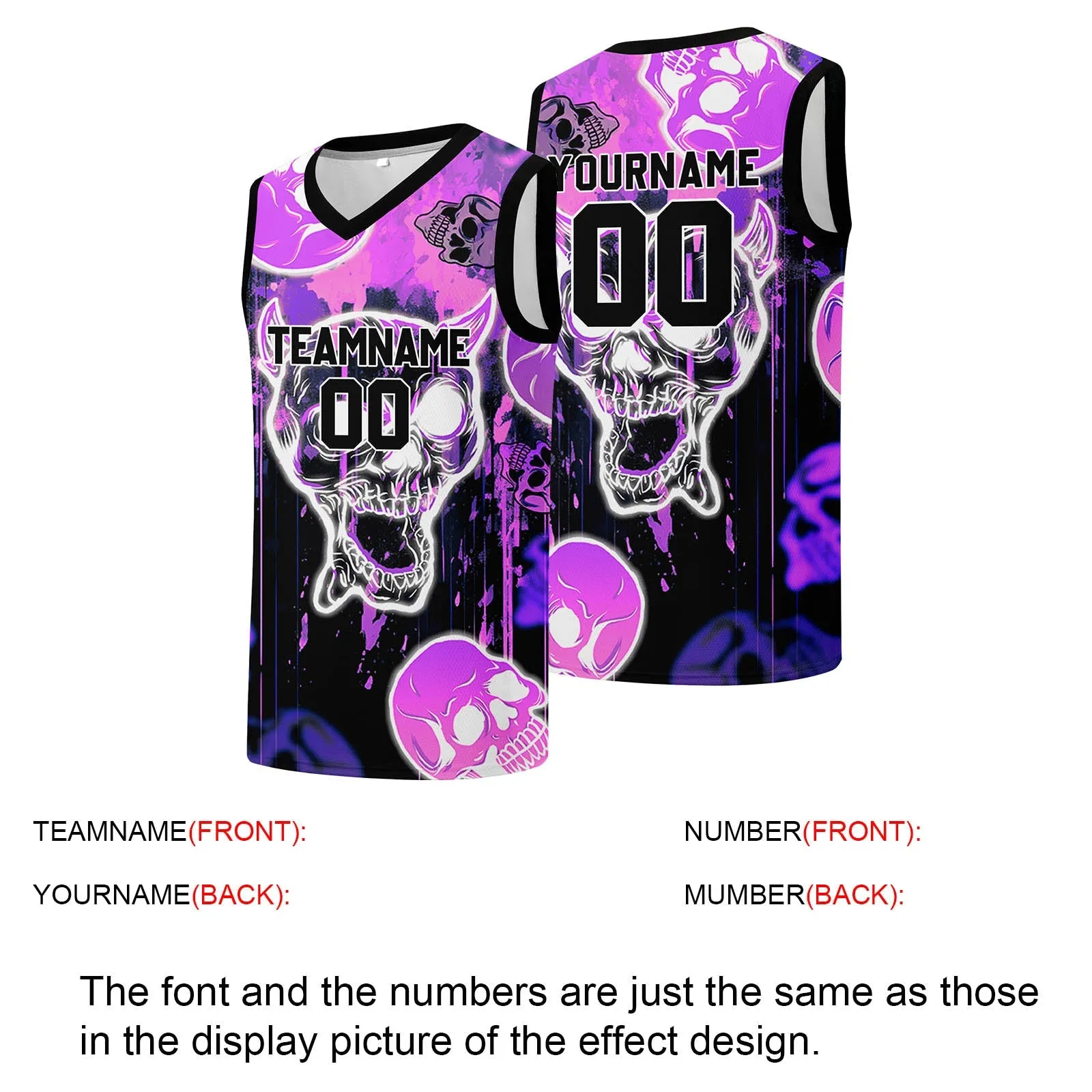 Custom basketball jersey for men and women. Stitched and printed name, number and logo Purple