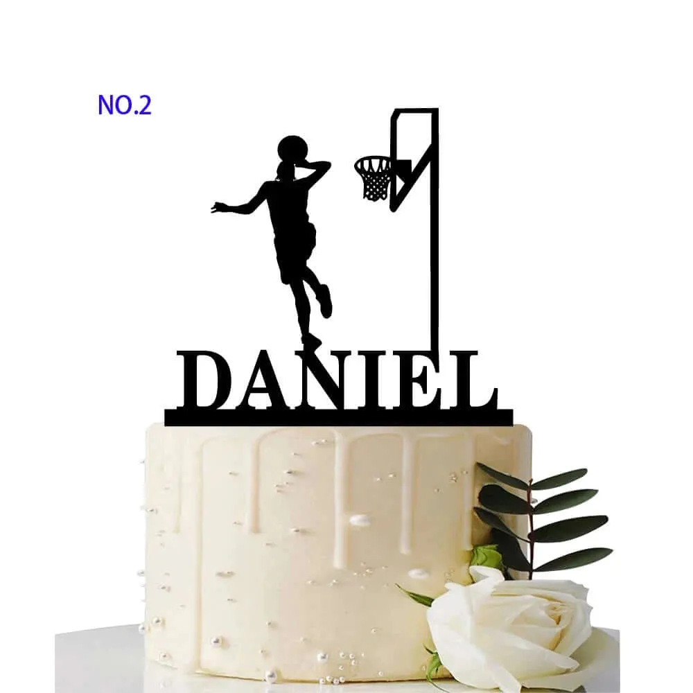 Custom Basketball Theme Name Acrylic Birthday Cake Topper