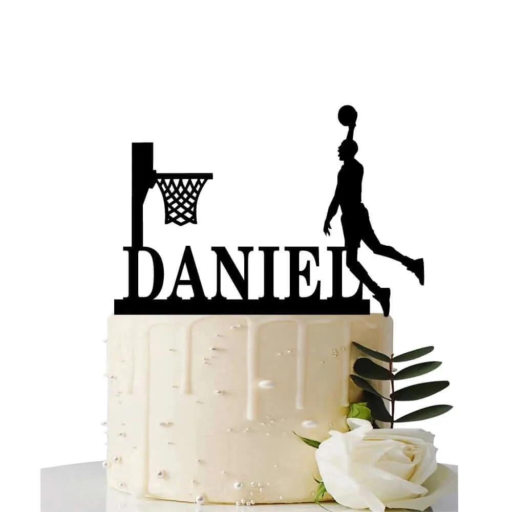 Custom Basketball Theme Name Acrylic Birthday Cake Topper