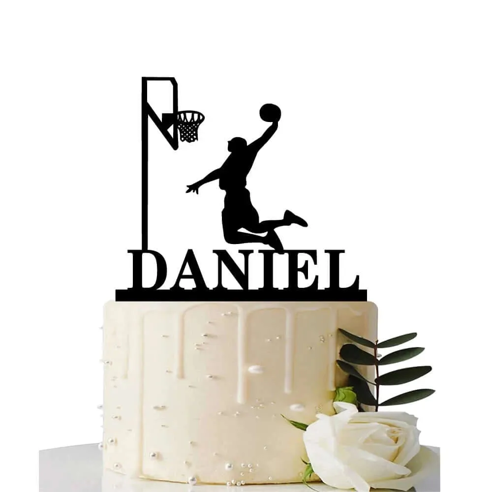 Custom Basketball Theme Name Acrylic Birthday Cake Topper