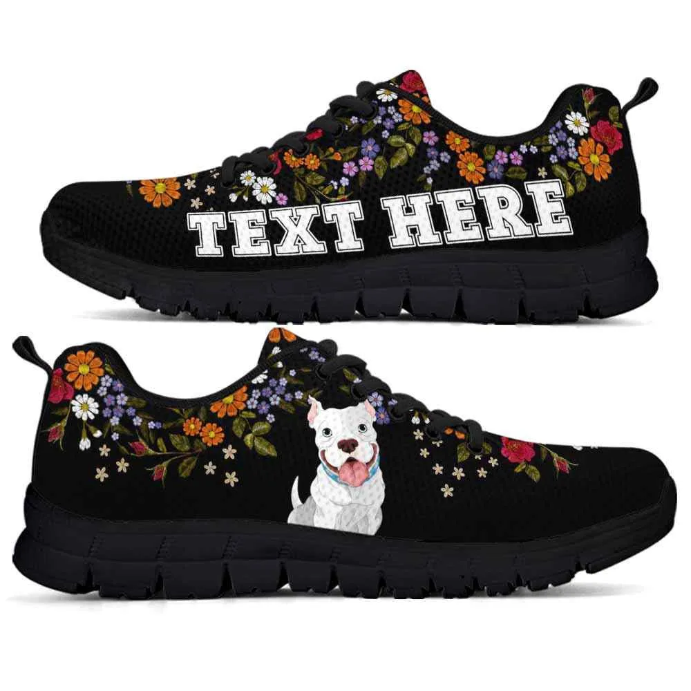 Custom Name Pit Bull Sneaker, Pit Bull Flower Floral Colorful Dog Lovers Sneakers Gym Running Shoes, Best Running Shoes