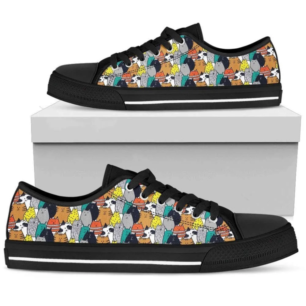 Cute Cat Sneakers Purrfect Low Top Shoes For Cat Lovers!, Cat Canvas Shoes