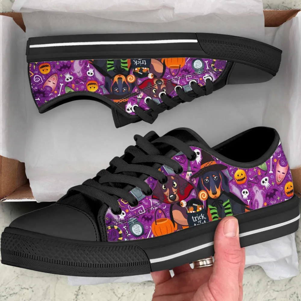 Dachshund Dog Halloween Low Top Shoes Canvas Sneakers Casual Shoes, Dog Printed Shoes, Canvas Shoes For Men, Women