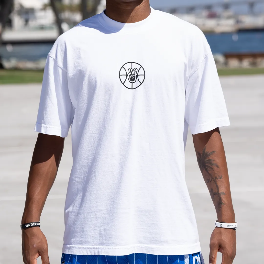 Deuce Basketball Badge Tee | White