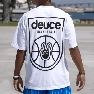 Deuce Basketball Badge Tee | White