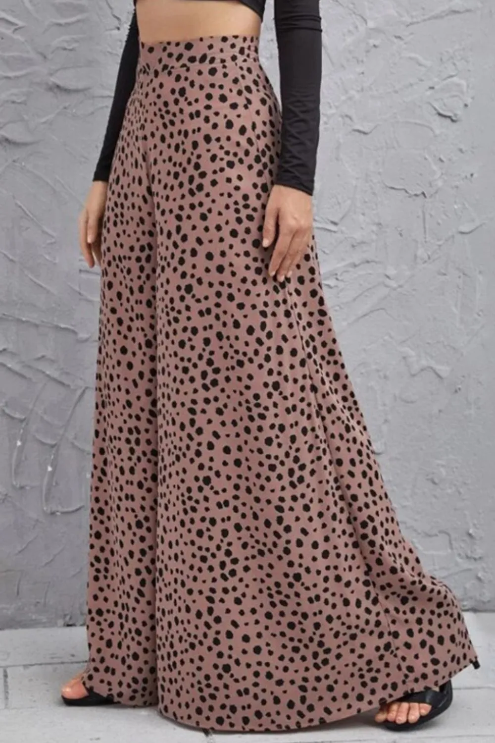 Dottie Animal Print High-Rise 40's Palazzo Pants in Olive or Mauve