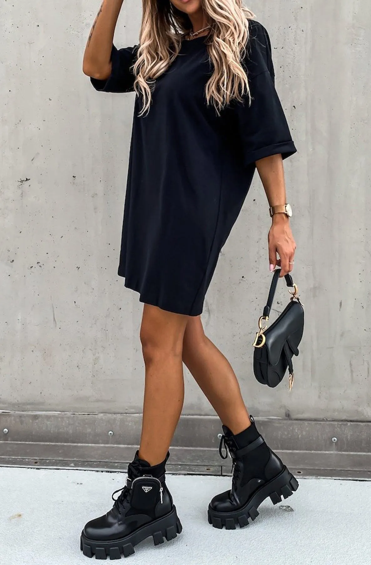 Elena Oversized Black T-Shirt Dress