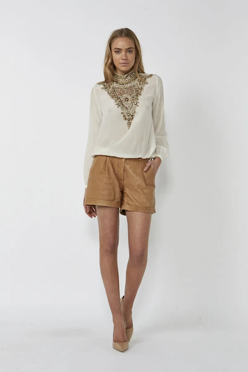 Embellished Ivory Blouse pop