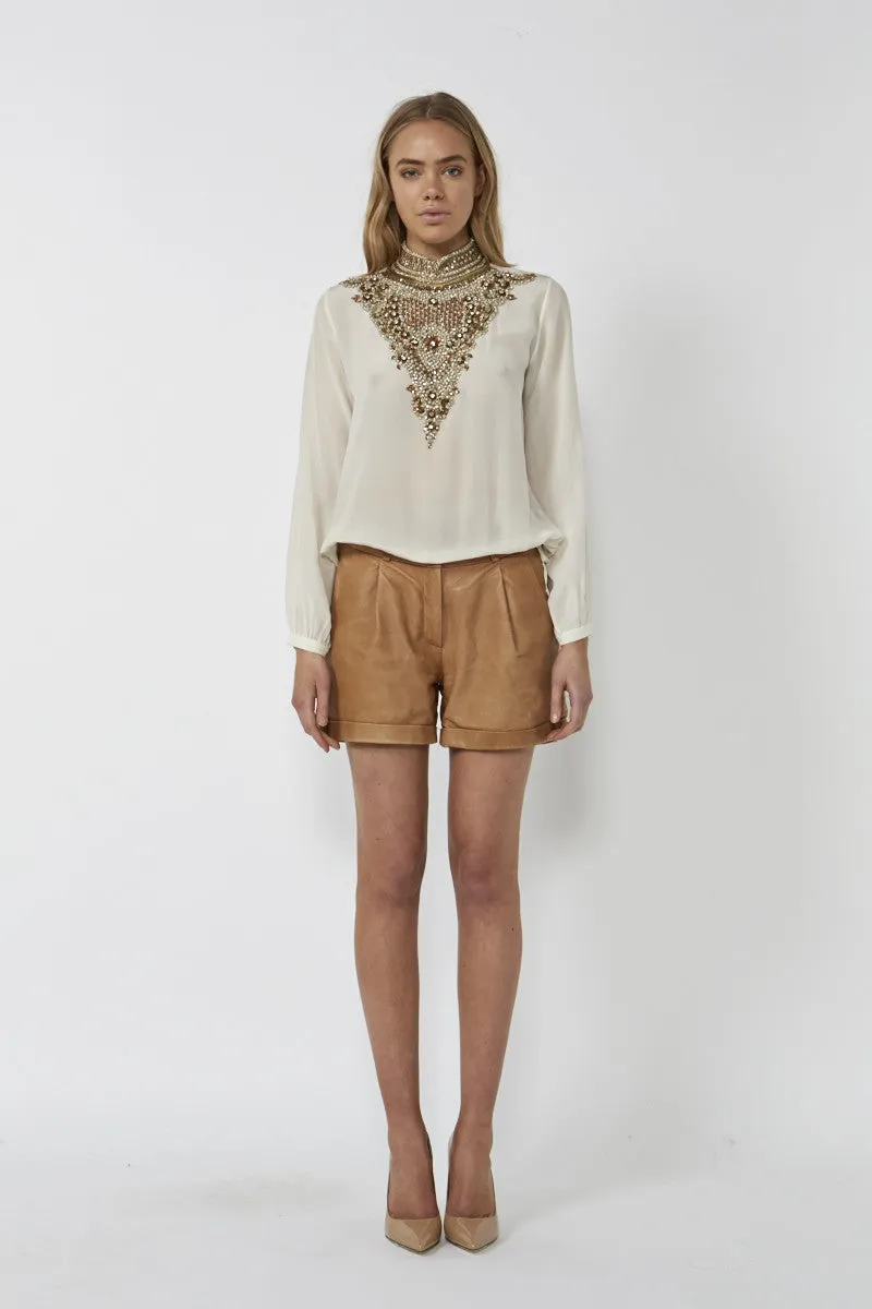 Embellished Ivory Blouse pop