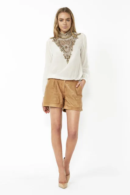 Embellished Ivory Blouse pop