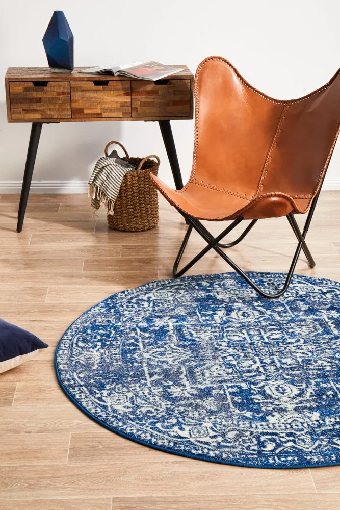 Evoke 253 Round Rug (Navy) by Rug Culture