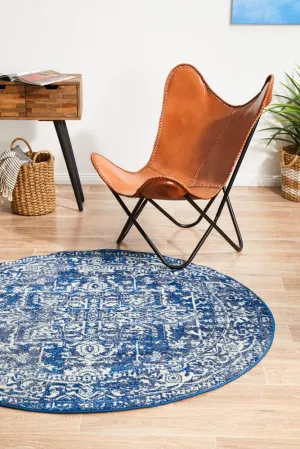 Evoke 253 Round Rug (Navy) by Rug Culture