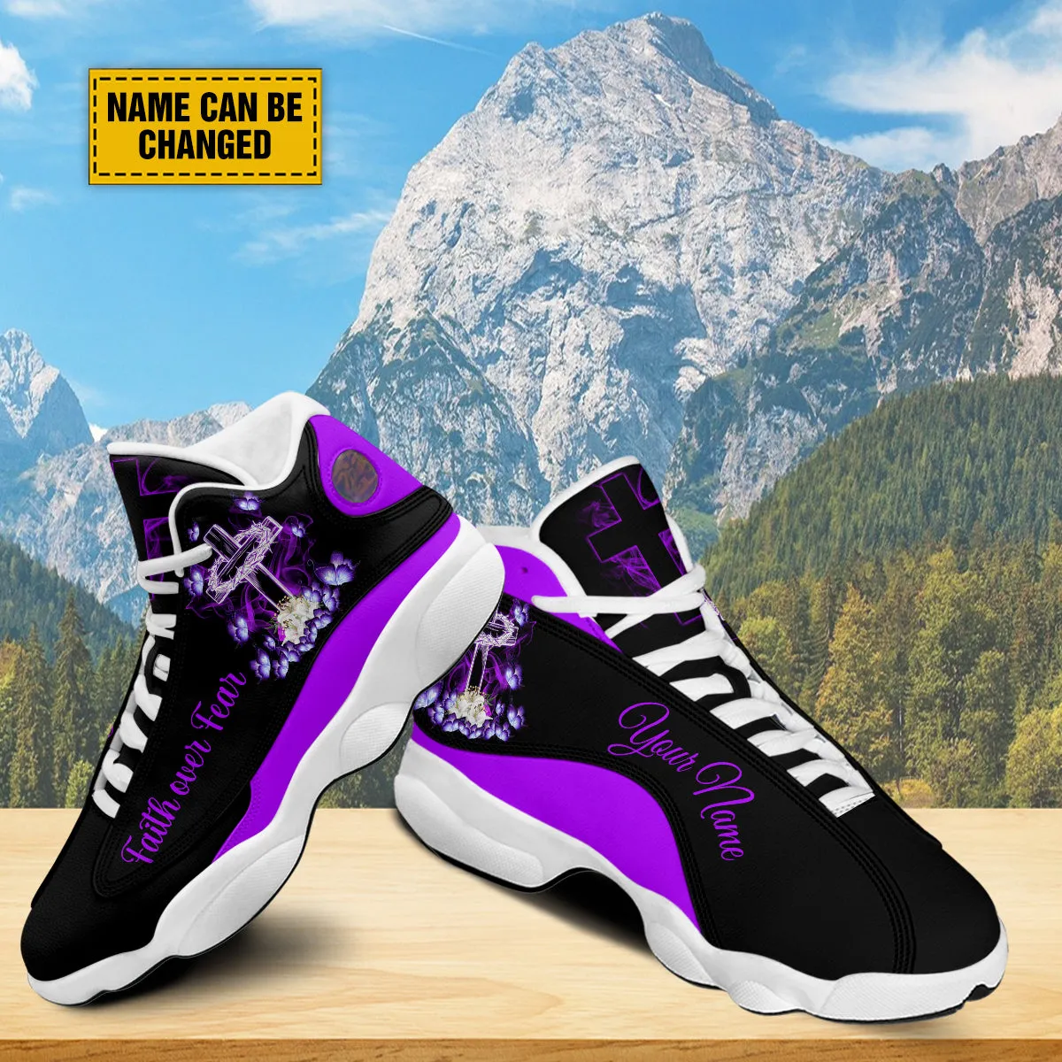 Faith Over Fear Personalized Basketball ShoesFor Men Women - Christian Shoes - Jesus Shoes - Unisex Basketball Shoes