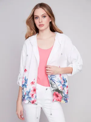 Floral Print Linen Duster Jacket