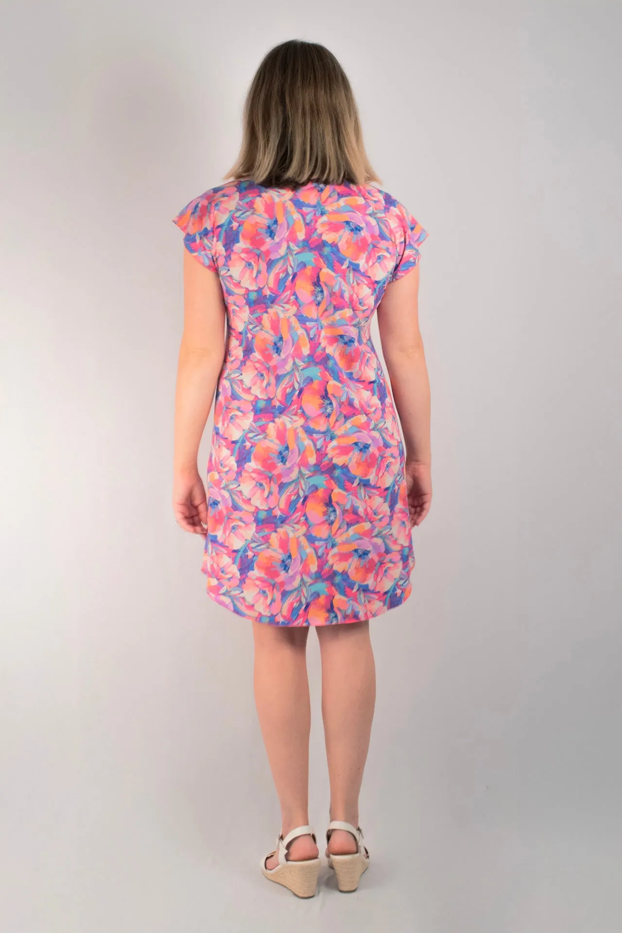 Floss Print Short Sleeve Jersey Shift Dress