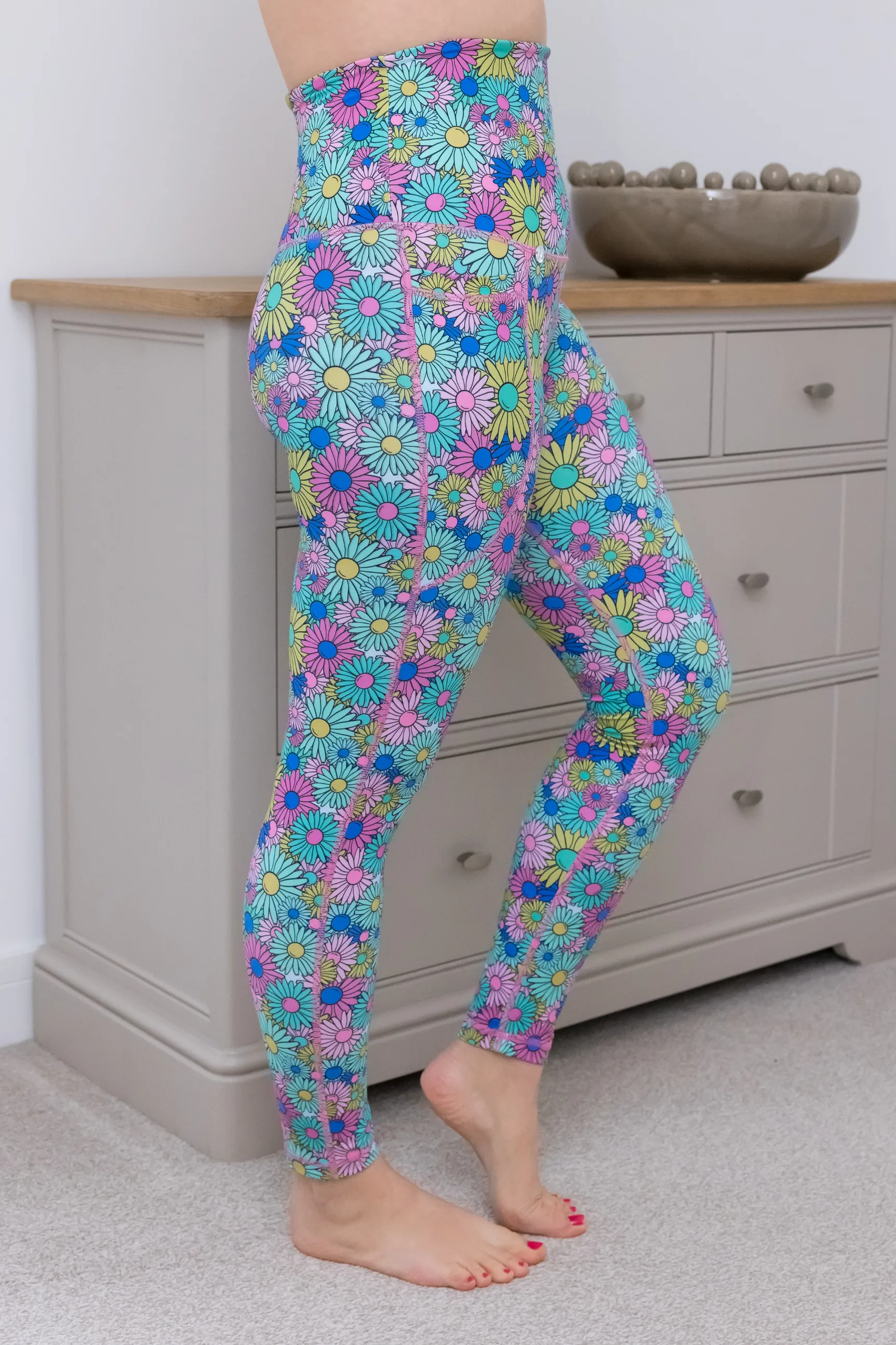 Flower Power 2 Pocket Full Length Leggings