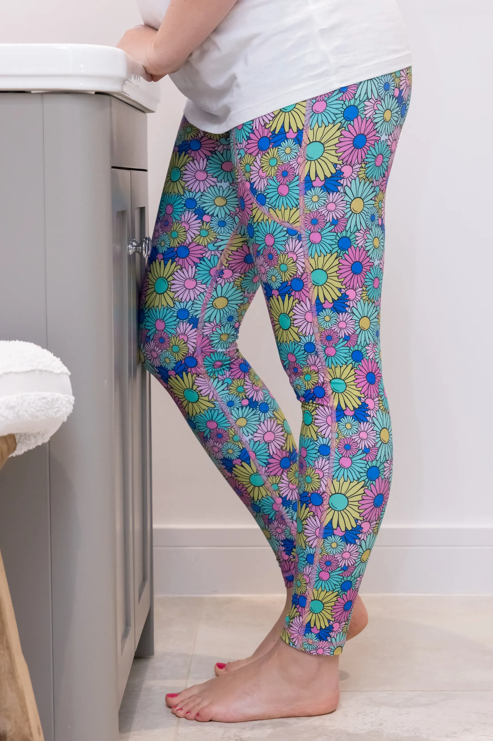 Flower Power 2 Pocket Full Length Leggings