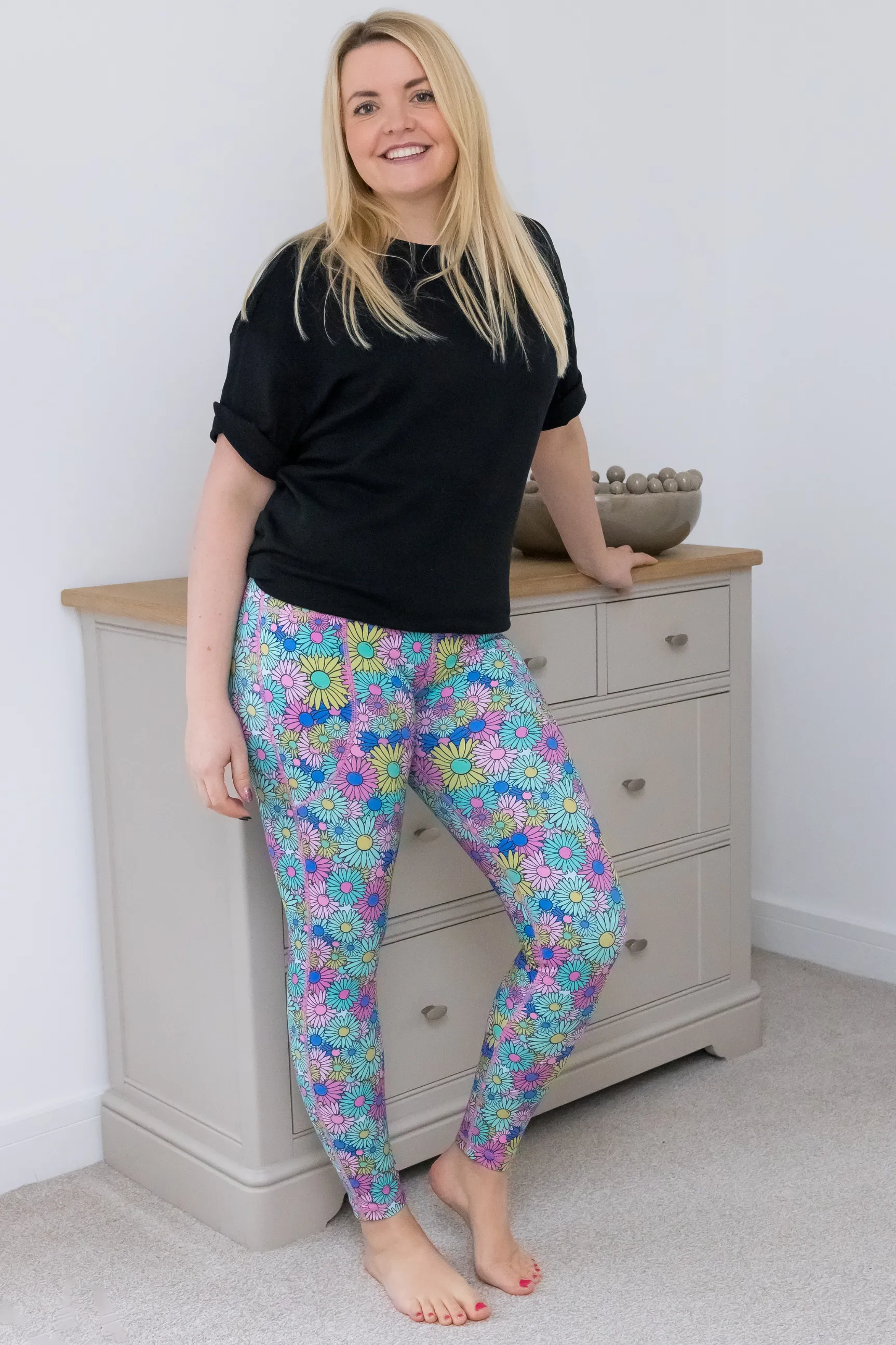 Flower Power 2 Pocket Full Length Leggings