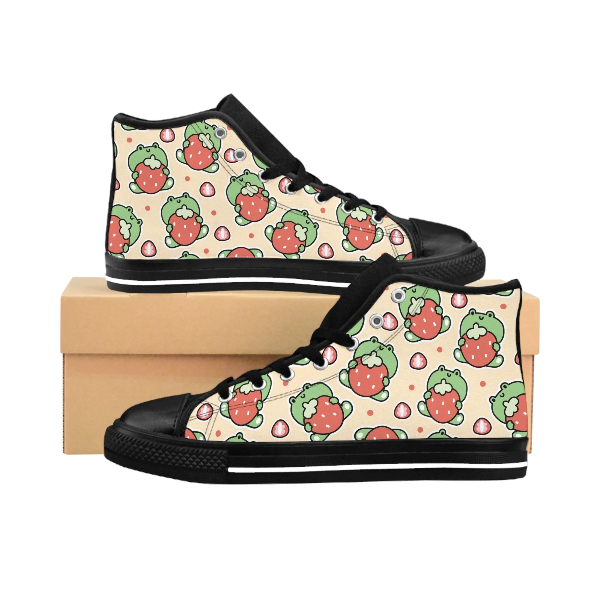 Frog and Strawberry Women's Classic Sneakers